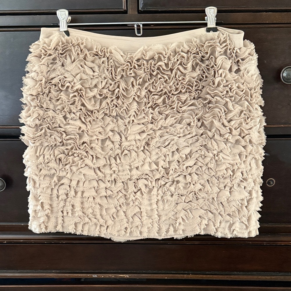 Michael Kors Cream Ruffled Mini Skirt